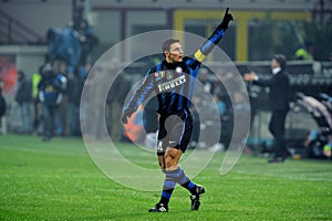The captain of Inter Javier Zanetti celebrates after the goal